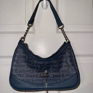 Juicy Couture Navy Logo Shoulder Bag with Silver Hardware